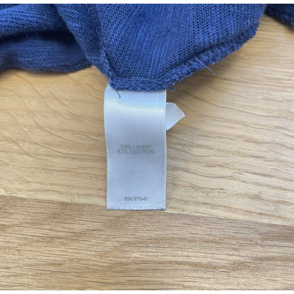 J. Jill Cardigan Sweater Womens Size M Blue Linen Open Front Beachy Coastal - Picture 5 of 8